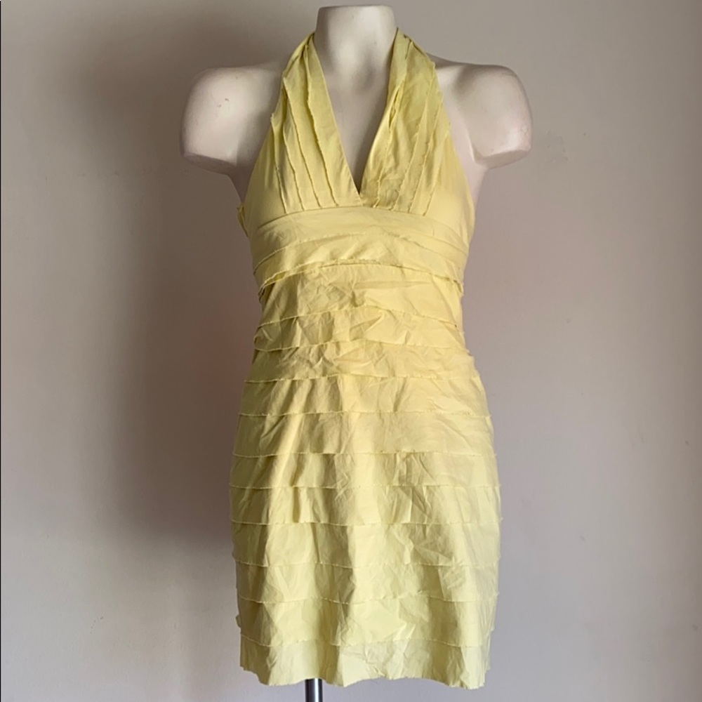 Bcbgmaxazria dress yellow halter